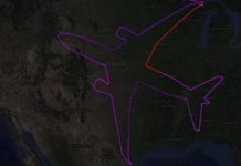 Над США Вoeing Dreamliner нарисовал очертания самолета